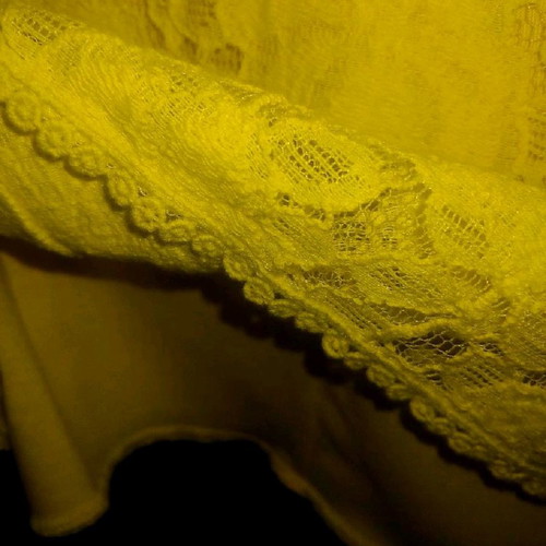 Zic Zac mini dress with lace like new, canary yellow, size S