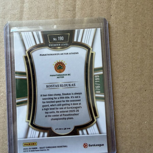Panini Select EuroLeague Premier Level Kostas Sloukas card like new, Panathinaikos