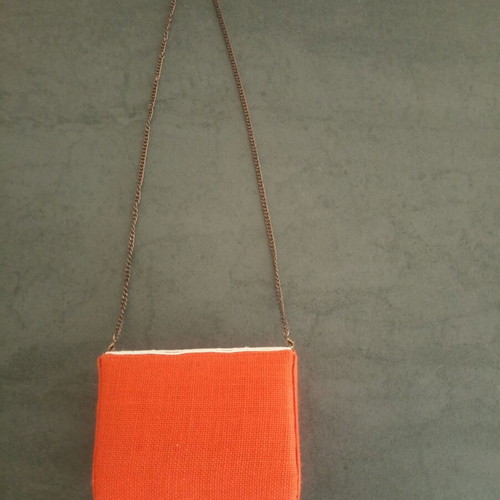 Boho style crossbody bag with embroidery like new, orange