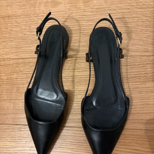 Massimo Dutti slingbacks black leather like new