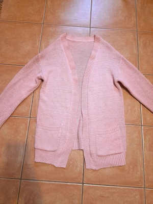 Knitted pink cardigan like new with pockets, size XL