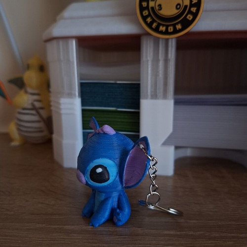 Stitch 3D printed keychain new, hand-painted PLA