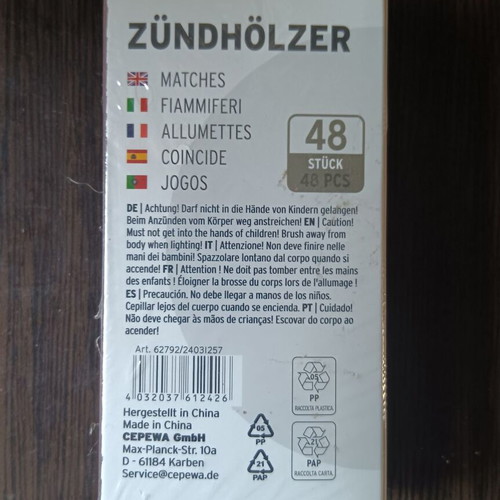 German safety matches large, new, size 11×5.5 cm