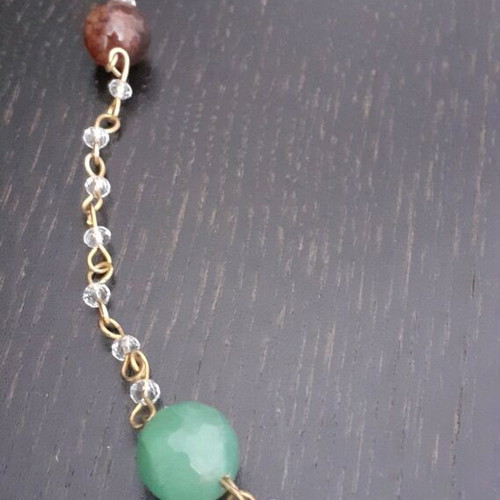 Double necklace with beads used, yellow gold
