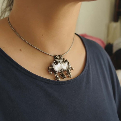 Handmade Silver 925 Necklace 27g Ethnic Tribal Design like new