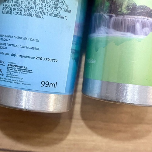Airpro car air freshener sprays, Caribbean Sea and Paradise, 90ml each