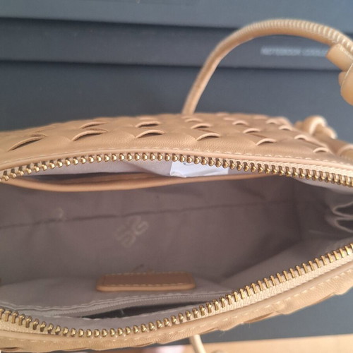 Leather crossbody bag Intrecciato beige nude new
