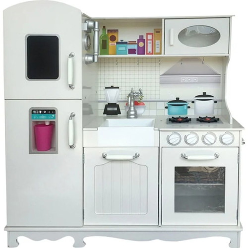 Wooden play kitchen with phone in excellent condition