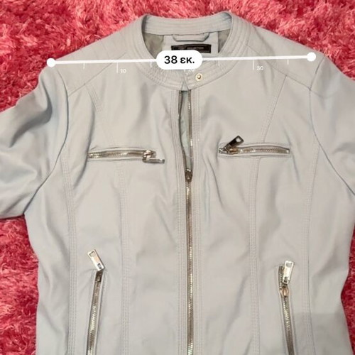 Leather jacket turquoise like new, size Large