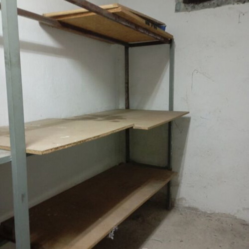 Heavy-Duty Metal Shelves like new with wooden surfaces