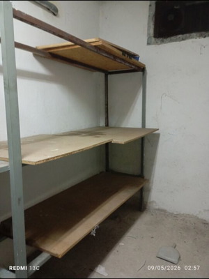 Heavy-Duty Metal Shelves like new with wooden surfaces