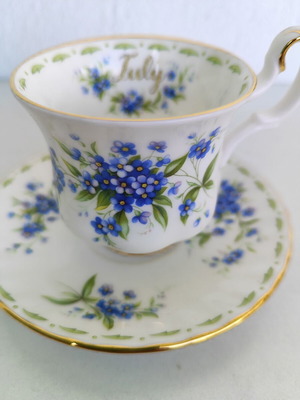 Royal Albert July Forget Me Not Coffee Cup and Saucer new