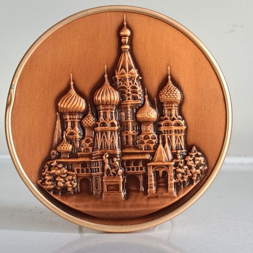 Bronze bas-relief of Saint Basil's Cathedral in Moscow