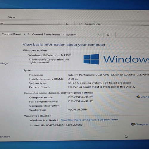 Desktop computer Pentium E2200 used, 4GB RAM, Windows 10