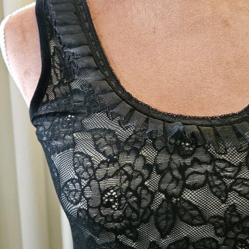 Black lace dress with beige lining size M new