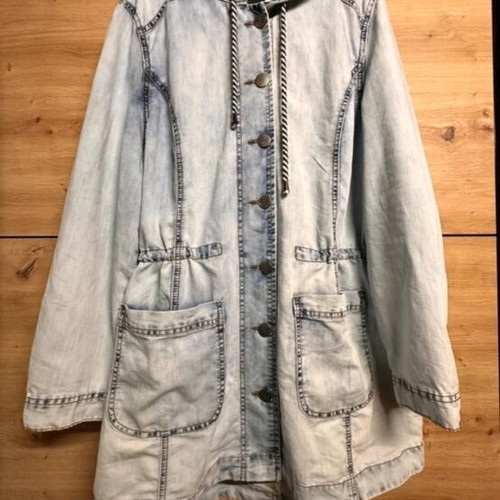 Mia Moda parka used, light blue denim, XXL