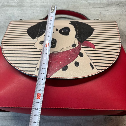 Dalmatian Dogo women's handbag like new, vegan leather, white and red