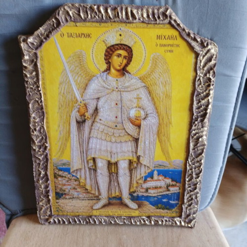 Archangel Michael Panormitis Icon new, handmade embossed relief