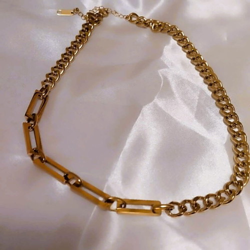 Geometric stainless steel chain new, gold color