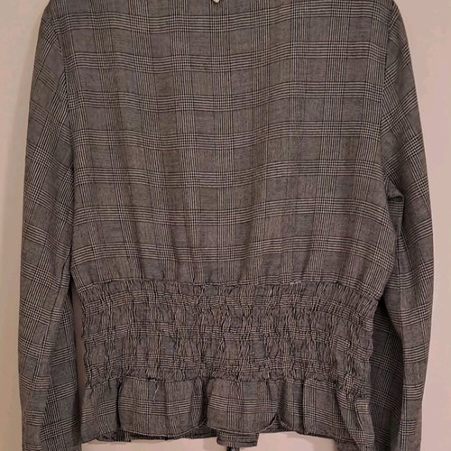 Enzzo blouse gray with checkered pattern like new, long sleeve