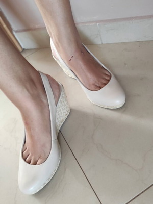 Dune platform sandals size 39 new, beige leather