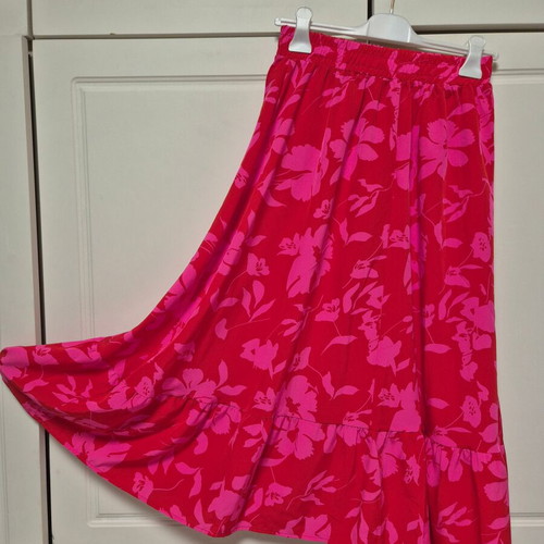 Maxi summer skirt like new, two-tone red-fuchsia, S/M