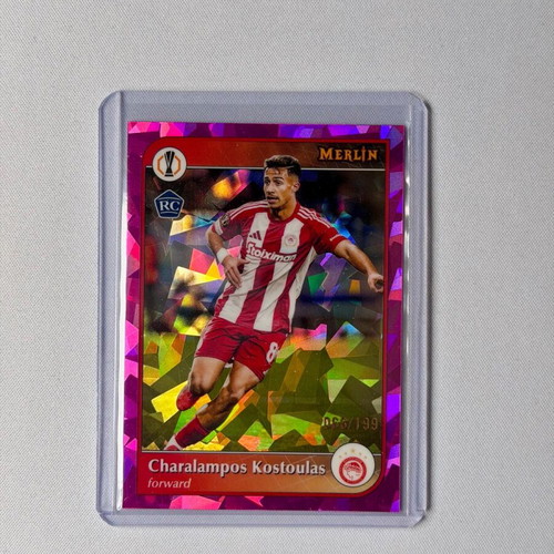 Charalampos Kostoulas 2024-25 Topps Merlin RC Pink Ice Refractor new