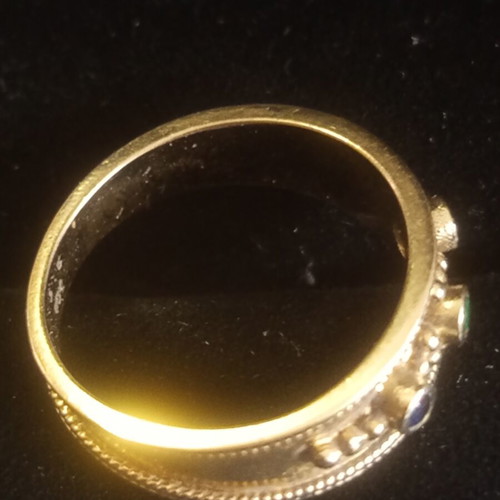 Women's gold ring and bracelet set 14k with rubies, emeralds, sapphires, like new