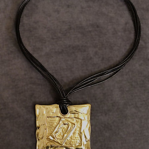 Statement Necklace Athens Protasis handmade with hammered brass motif