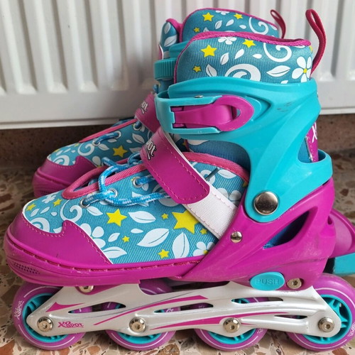 Roller skates used, size 34-37, fuchsia and turquoise for girls