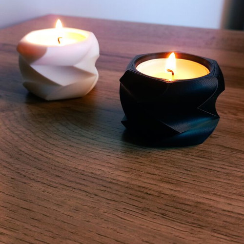 Modern tealight holders set black & white