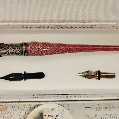 Bortoletti calligraphy pen set with Murano glass new