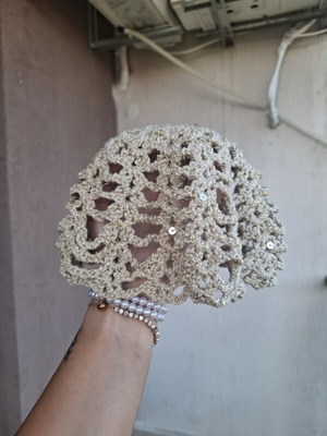 Handmade mesh hat with sequins, new, size S