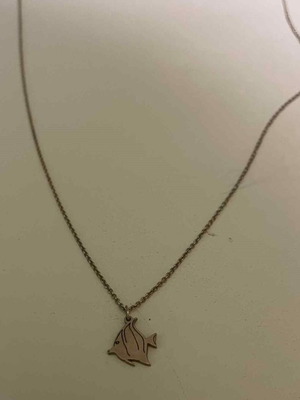 Prigipo silver gold-plated necklace with fish used, pink-gold color