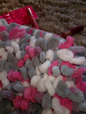 Handmade Minnie Mouse puffy bag in gray and pink shades