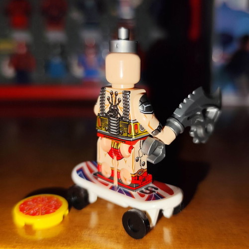 Krang figure like new with white skateboard, pizza, blade