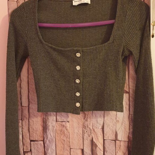 Woolen blouse like new, gray with beautiful buttons, XS