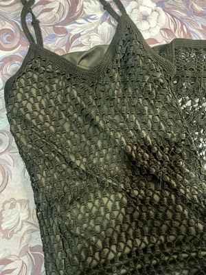 Knitted long dress in cypress color used, size L