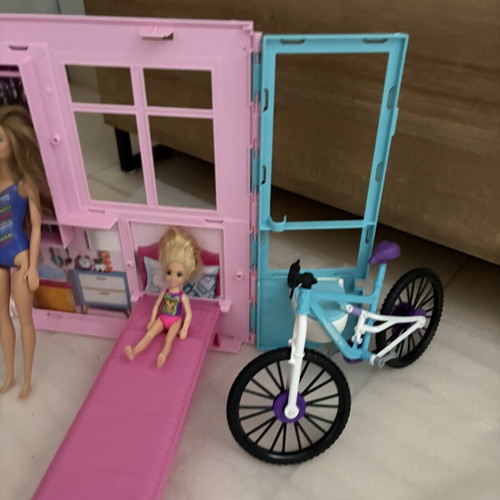Barbie foldable dollhouse suitcase and Barbie bicycle set, Mattel