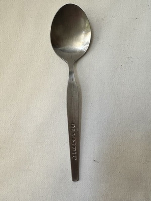 Vintage Olympic Airways dessert spoon, stainless steel