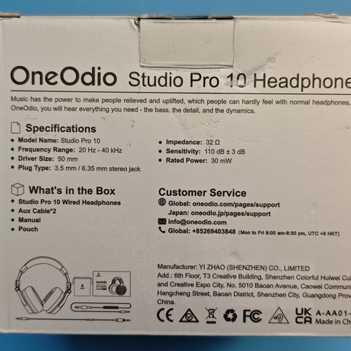 OneOdio Pro 10 Кабелни студийни слушалки Hi-Res DJ монитори