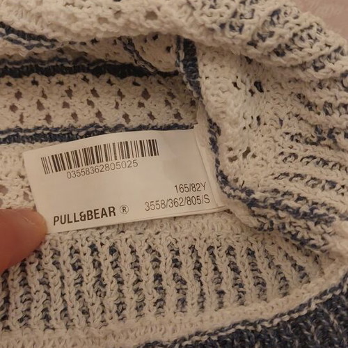 Πλεκτό φανελάκι Pull and Bear καινούργιο, small, λευκό και μπλε