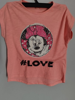Disney short-sleeve T-shirt like new, reversible design, size 152 cm