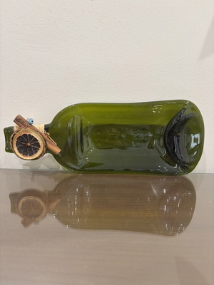 Decorative glass bottle serving platter, handmade