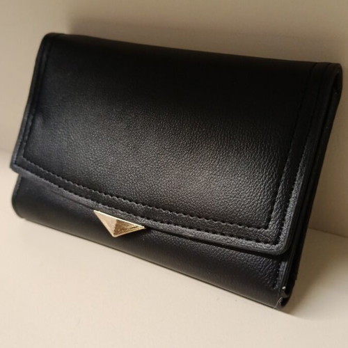 Women's wallet new black synthetic material