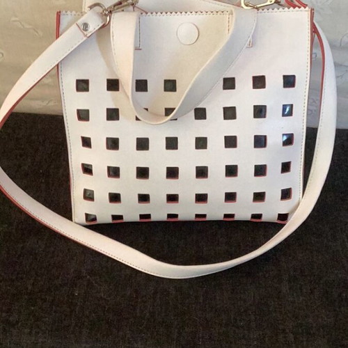 FRNC leather crossbody bag like new, white with pink details