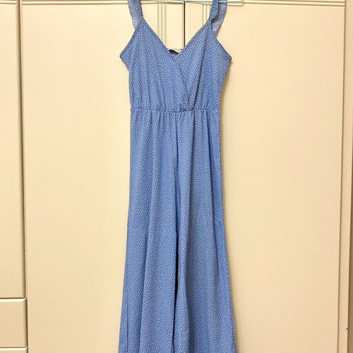 Stradivarius blue polka dot one-piece jumpsuit like new, size S