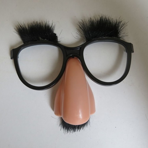 Carnival glasses with nose, eyebrows and mustache used