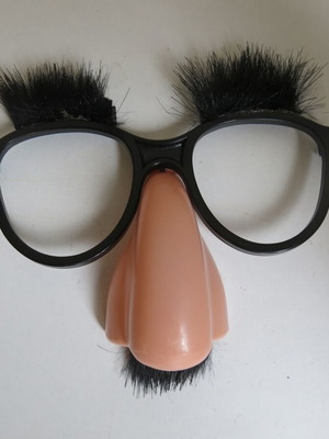 Carnival glasses with nose, eyebrows and mustache used