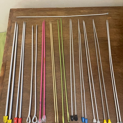 Vintage knitting needles used, set